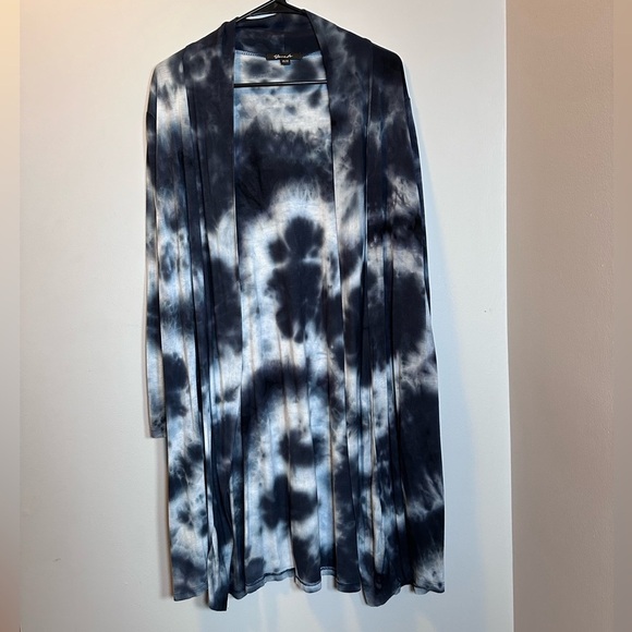 Metallica up cycle Cardigan Tie Dye Open Front one size long sleeve navy blue - Picture 2 of 9